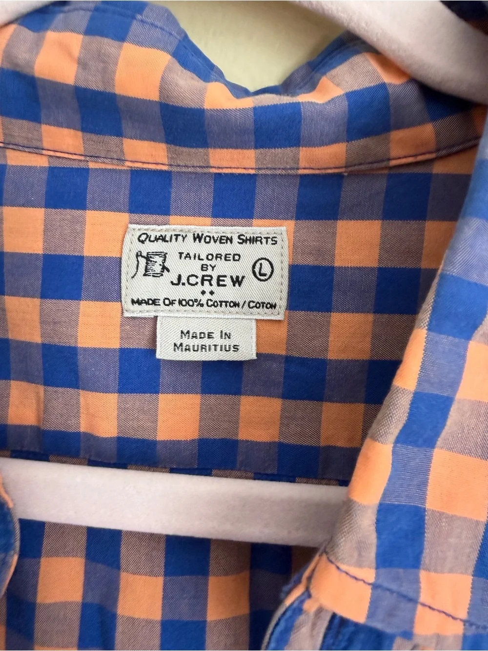 J. Crew Men's Gingham Button-Down Shirt in Blue and Orange